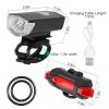 Bicycle Light Sets USB Rechargeable Bike Headlight Waterproof LED Bicycle Front Light Taillight 2 Kit