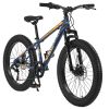 24 Inch Fat Tire Bike Adult/Youth Full Shimano 7 Speeds Mountain Bike, Dual Disc Brake, High-Carbon Steel Frame, Front Suspension, Mountain Trail Bike