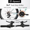 A24208 Ecarpat 24 Inch Mountain Bike, 21-Speed V-Brake, Front Suspension, Carbon Steel Frame Mountain Bike For Teenagers Girls Women Bicycles